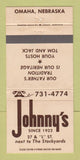 Matchbook Cover - Johnny's Restaurant Omaha NE WEAR 30 Strike