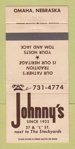Matchbook Cover - Johnny's Restaurant Omaha NE WEAR 30 Strike