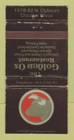 Matchbook Cover - Golden Ox Restaurant Chicago IL WEAR 30 Strike