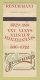 Matchbook Cover - Johnny's Restaurant Santa Ana CA  30 Strike