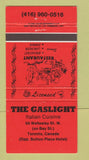 Matchbook Cover - The Gaslight Italian Restaurant Toronto ON 30 Strike
