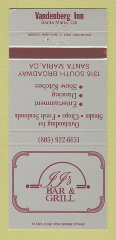 Matchbook Cover - JJ's Bar Grill Vandenberg Inn Santa Maria CA 30 Strike