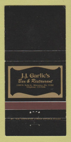 Matchbook Cover - JJ Garlic's Bar Restaurant Milwaukee WI 30 Strike