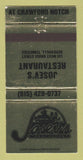 Matchbook Cover - Josev's Restaurant Sevierville TN WEAR 30 Strike