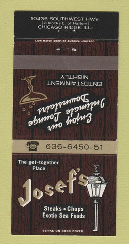 Matchbook Cover - Josef's Restaurant Chicago IL 30 Strike
