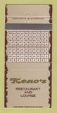 Matchbook Cover - Keno's Restaurant Lounge Tustin Anaheim CA WEAR 30 Strike
