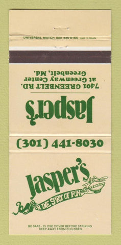 Matchbook Cover - Jasper's Restaurant Greenbelt MD 30 Strike