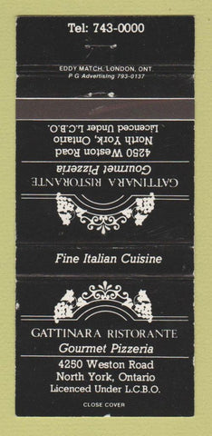 Matchbook Cover - Gattinara Ristorante Pizza North York ON 30 Strike