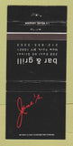 Matchbook Cover - Jane's Bar and Grill New York City 30 Strike