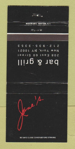 Matchbook Cover - Jane's Bar and Grill New York City 30 Strike