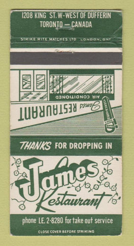 Matchbook Cover - James Restaurant Toronto ON WEAR 30 Strike