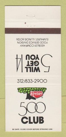 Matchbook Cover - Keebler 500 Club Elmhurst IL 30 Strike