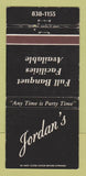 Matchbook Cover - Jordan's Restaurant WEAR 30 Strike