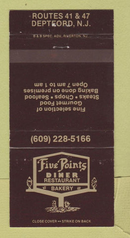 Matchbook Cover - Five Points Diner Deptford NJ 30 Strike