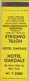 Matchbook Cover - Hotel Oakdale New York City NY