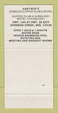 Matchbook Cover - Hartwig's Gobbler Supper Club Motel Johnson Creek WI 30 Strike