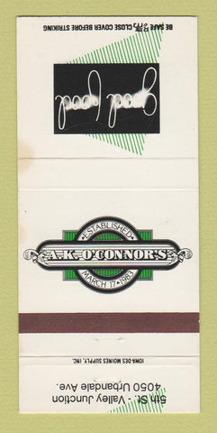 Matchbook Cover - AK O'Connor's Restaurant Urbandale IA WEAR 30 Strike