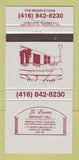Matchbook Cover - Le Dome Banquet Hall Oakville ON WEAR 30 Strike