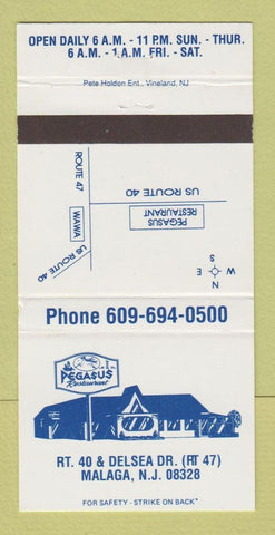 Matchbook Cover - Pegasus Restaurant Malaga NJ 30 Strike