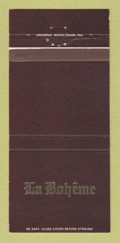 Matchbook Cover - La Boheme French Restaurant Miami FL 30 Strike