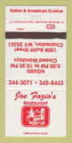 Matchbook Cover - Joe Faxio's Restaurant Italian Charleston WV 30 Strike