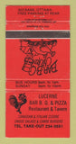 Matchbook Cover - Lucerne BBQ Pizza Ottawa ON 30 Strike