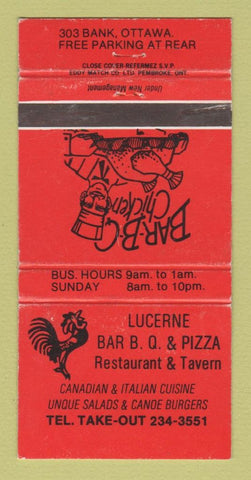 Matchbook Cover - Lucerne BBQ Pizza Ottawa ON 30 Strike