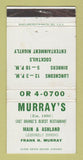 Matchbook Cover - Murray's Restaurant East Orange NJ 30 Strike