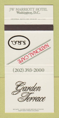 Matchbook Cover - Garden Terrace JW Marriott Hotel Washington DC 30 Strike