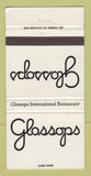 Matchbook Cover - Glossops Restaurant Toronto ON 30 Strike