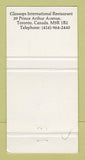 Matchbook Cover - Glossops Restaurant Toronto ON 30 Strike