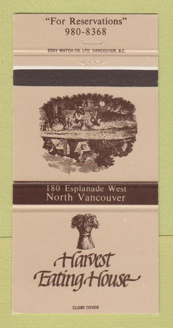Matchbook Cover - Harvest Eating House North Vancouver BC 30 Strike