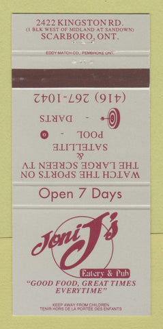 Matchbook Cover - Joni J's Restaurant Scarboro ON 30 Strike