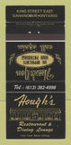 Matchbook Cover - Hough's Restaurant Gananoque ON 30 Strike