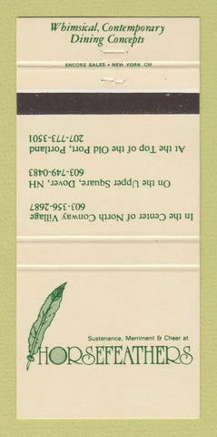 Matchbook Cover - Horsefeathers Portland ME North Conway Dover NH 30 Strike