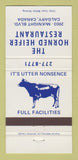 Matchbook Cover - Horned Heifer Restaurant Calgary AB 30 Strike