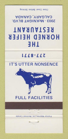 Matchbook Cover - Horned Heifer Restaurant Calgary AB 30 Strike
