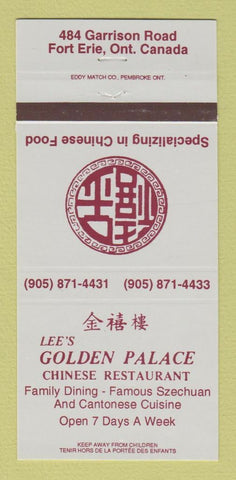 Matchbook Cover - Lee's Golden Palace Chinese Restaurant Fort Erie ON 30 Strike