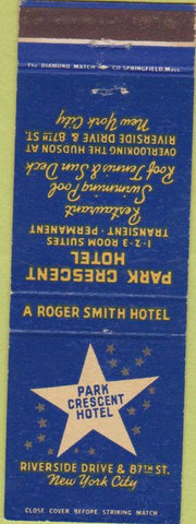 Matchbook Cover - Park Crescent Hotel New York City
