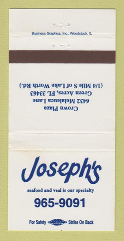 Matchbook Cover - Joseph's Restaurant Green Acres FL WEAR 30 Strike