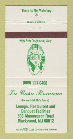 Matchbook Cover - La Casa Romano Restaurant Blackwood NJ 30 Strike