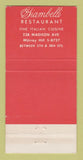 Matchbook Cover - Giambelli Ristorante New York City WEAR 30 Strike