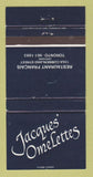Matchbook Cover - Jacques' Omelettes Toronto ON WEAR 30 Strike