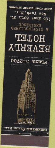 Matchbook Cover - Beverly Hotel New York City NY