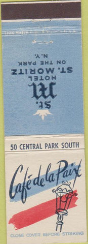 Matchbook Cover - Cafe de la Paix St Moritz New York City NY