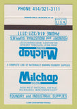 Matchbook Cover - Milchap Products Milwaukee WI Foundry Supply 40 Strike