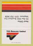 Matchbook Cover - TCG Materials Limited Brantford ON SAMPLE 40 Strike