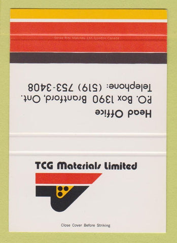 Matchbook Cover - TCG Materials Limited Brantford ON SAMPLE 40 Strike