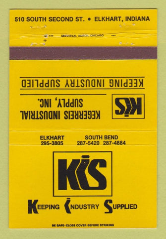 Matchbook Cover - Kegerries Industrial Supply Elkhart IN 40 Strike