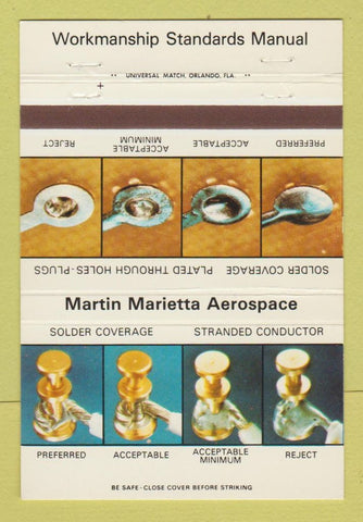 Matchbook Cover - Martin Marietta Aerospace Orlando FL 40 Strike